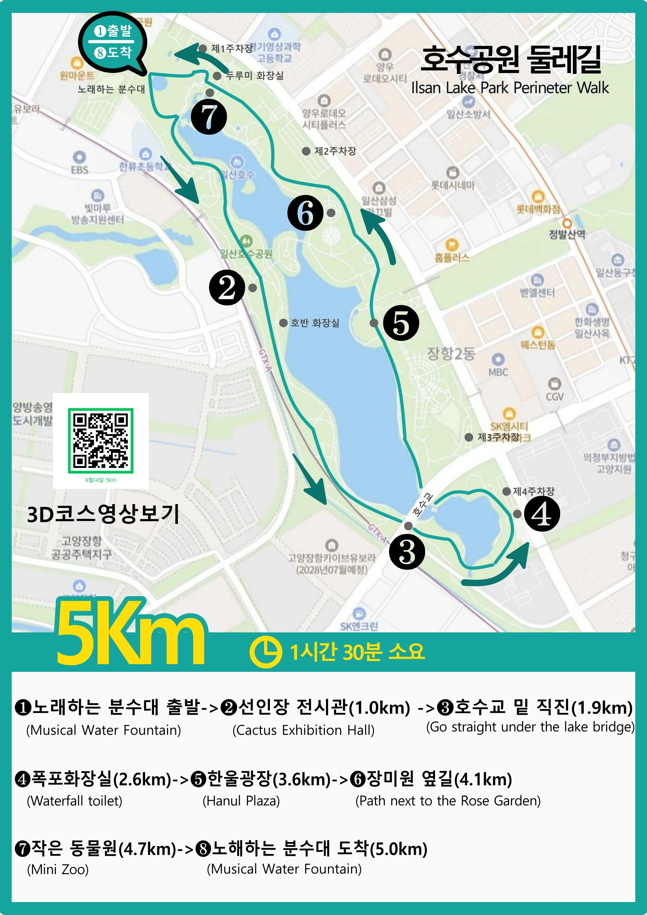 5km 호수공원 둘레길 코스